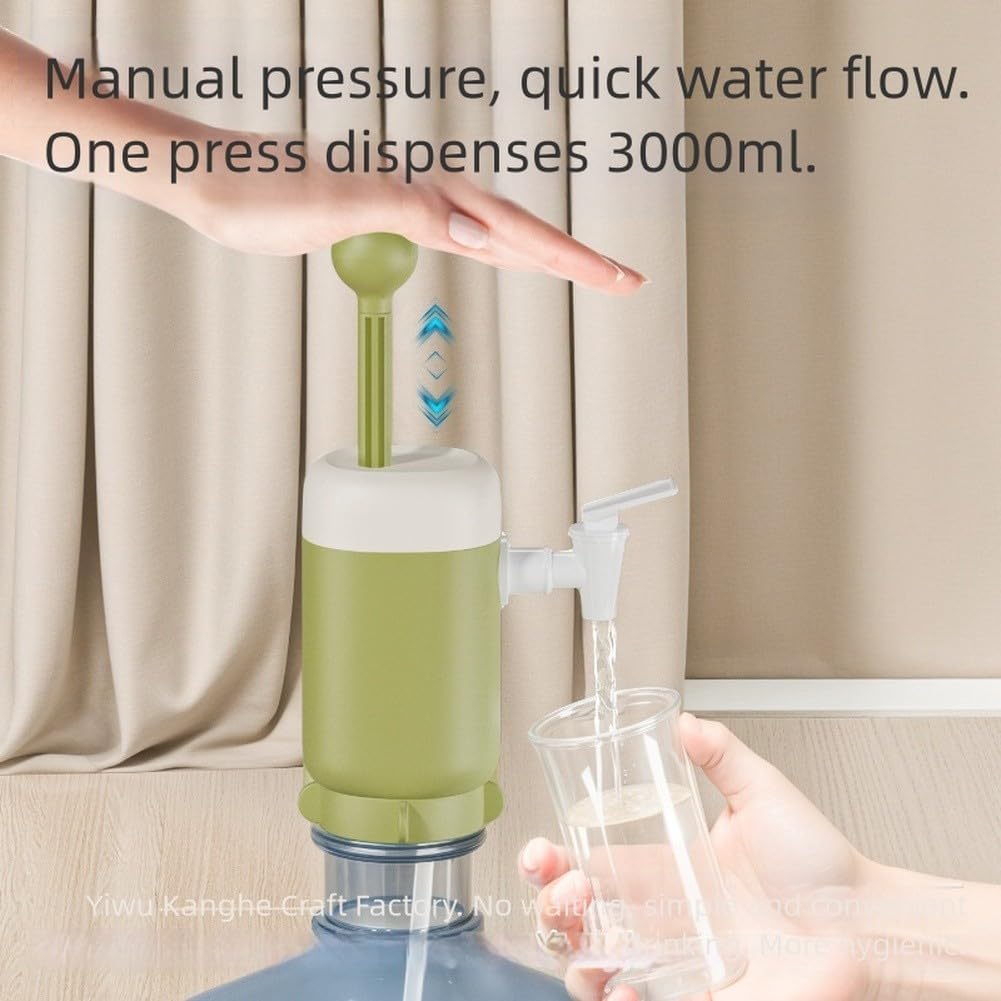 Manual Pneumatic Water Pump Green with Food-Grade Silicone Hose Suitable for Large Capacity Containers