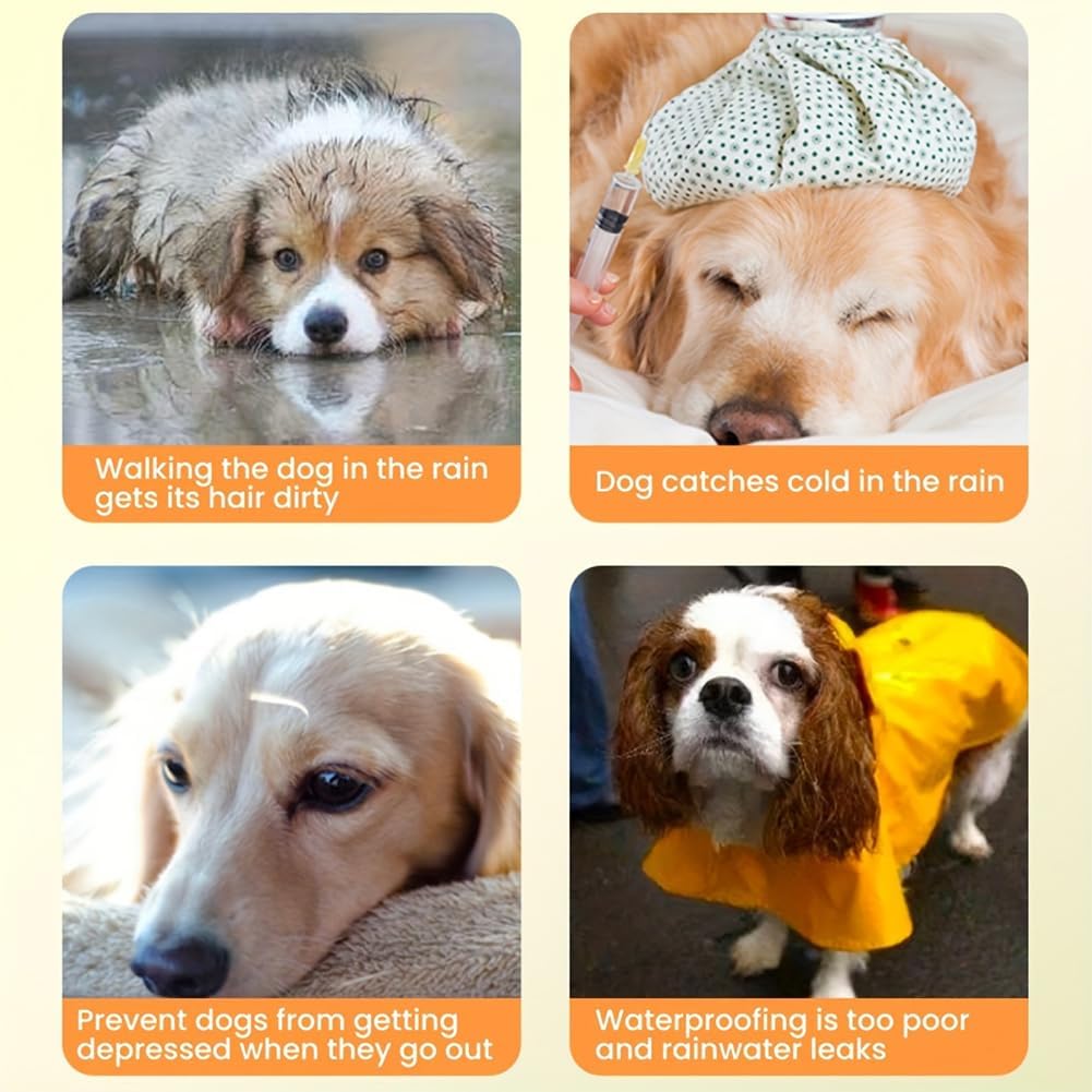 Transparent Dog Raincoat Medium Size - Portable Puppy Rain Jacket with Cape and Hood - Waterproof Outdoor Pet Apparel