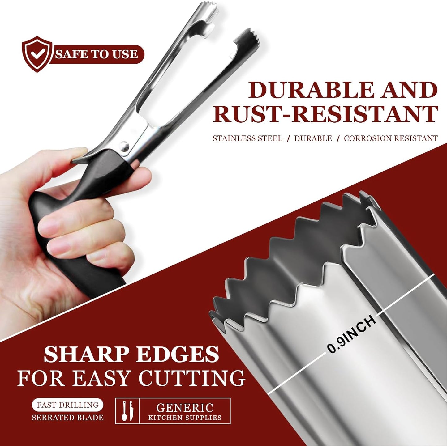 1 Piece Black Stainless Steel Fruit and Vegetable Corer Easy to Press Quick Core Removal Anti-Slip Handle Dishwasher Safe