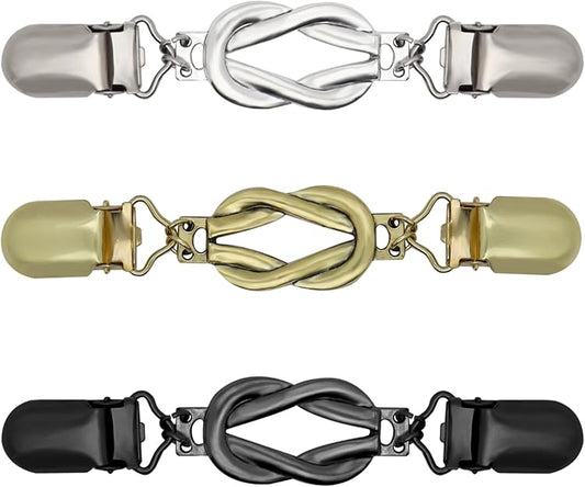 3-Pack Clothing Clips for Women & Men Waist Trouser Shirt Collar Scarf Card Holders Secure Dress Pants Waistline Adjustable Fashion Accessory