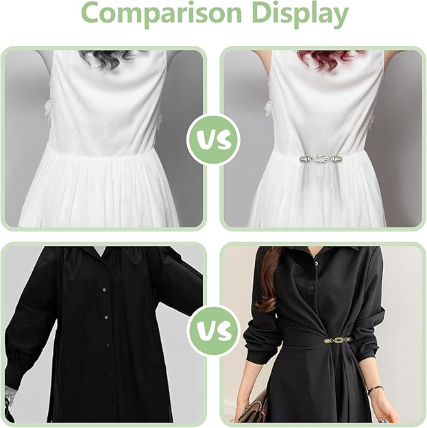 3-Pack Clothing Clips for Women & Men Waist Trouser Shirt Collar Scarf Card Holders Secure Dress Pants Waistline Adjustable Fashion Accessory