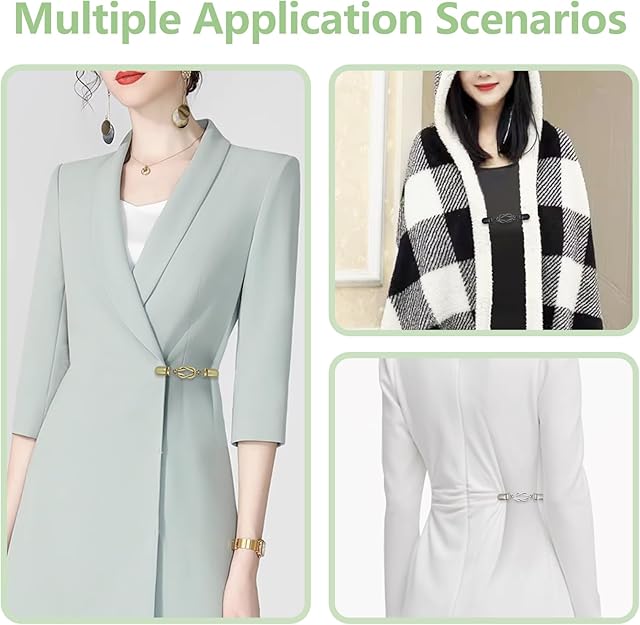 3-Pack Clothing Clips for Women & Men Waist Trouser Shirt Collar Scarf Card Holders Secure Dress Pants Waistline Adjustable Fashion Accessory