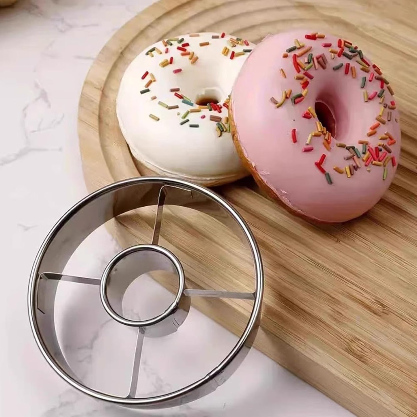2 Pack 3.86 Inch Stainless Steel Donut Molds Professional Baking Tools for Perfect Donuts Bagels Cookies and More