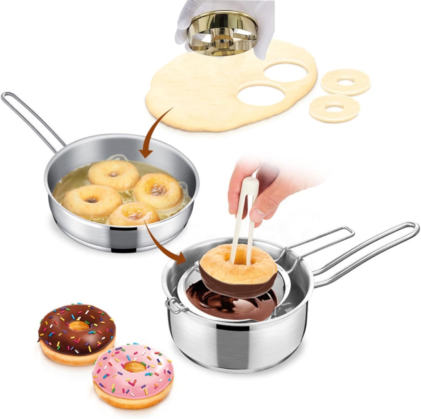 2 Pack 3.86 Inch Stainless Steel Donut Molds Professional Baking Tools for Perfect Donuts Bagels Cookies and More