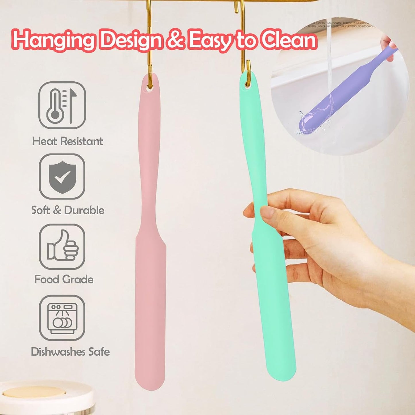 4 Piece Silicone Scraper Set 24cm Flexible Spatulas for Mixing Spreading Jars Bottles