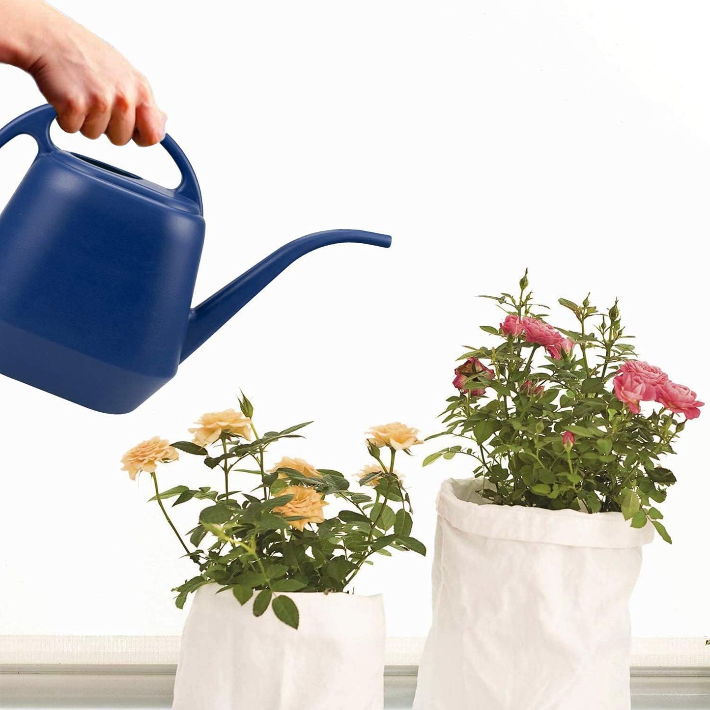 1 Gallon Blue Watering Can for Indoor Outdoor Plants