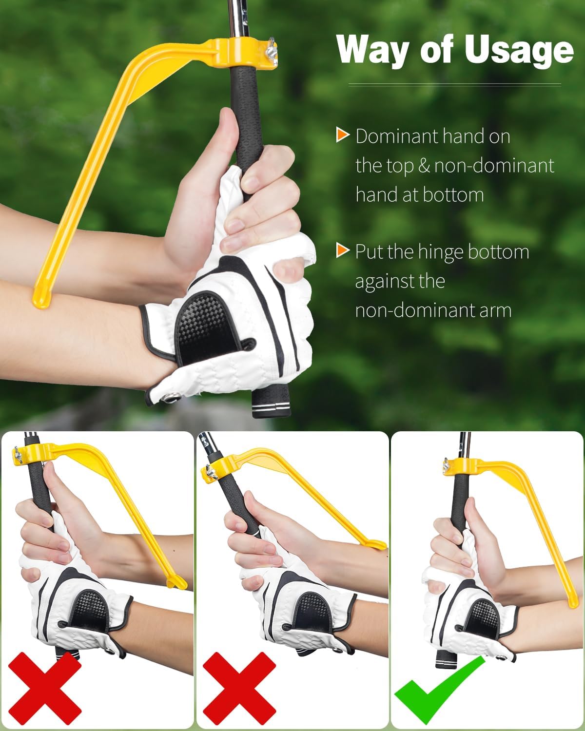 Golf Wrist Trainer Yellow 1 Pack Swing Correction Tool for Beginners Arm Elbow Position Training Accessory