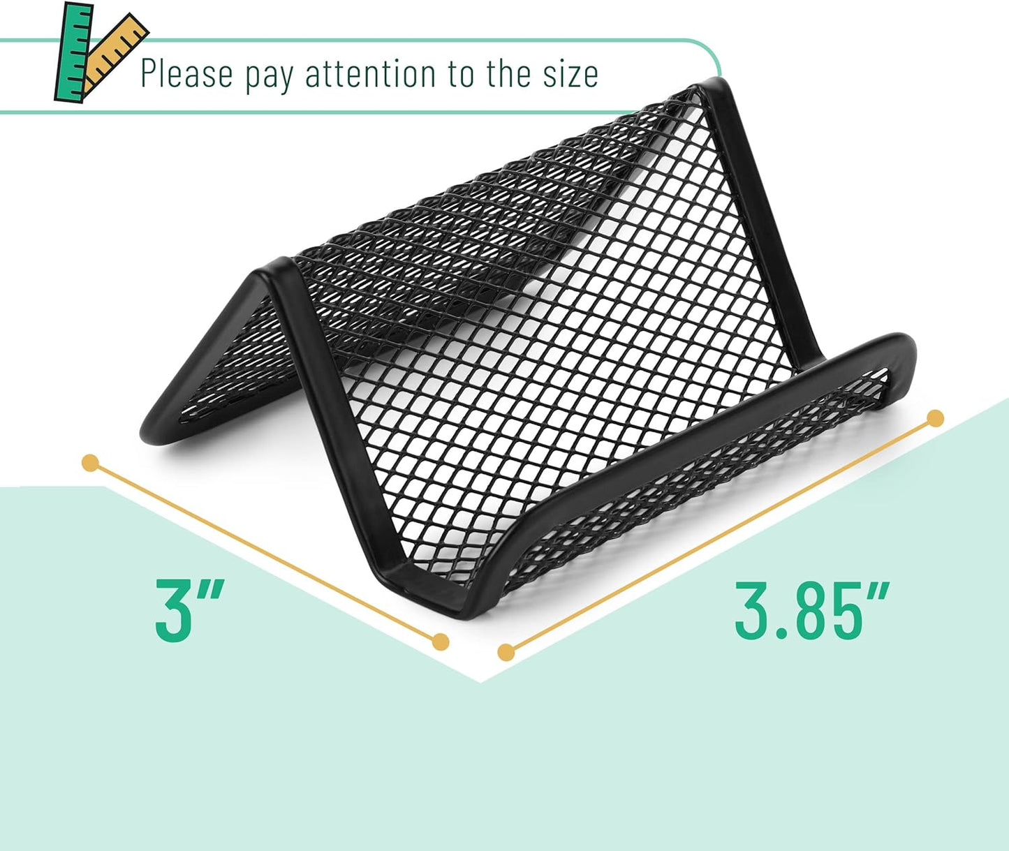 4 Pack Black Metal Business Card Holder - Office Desk Card Holder - Professional Business Card Case