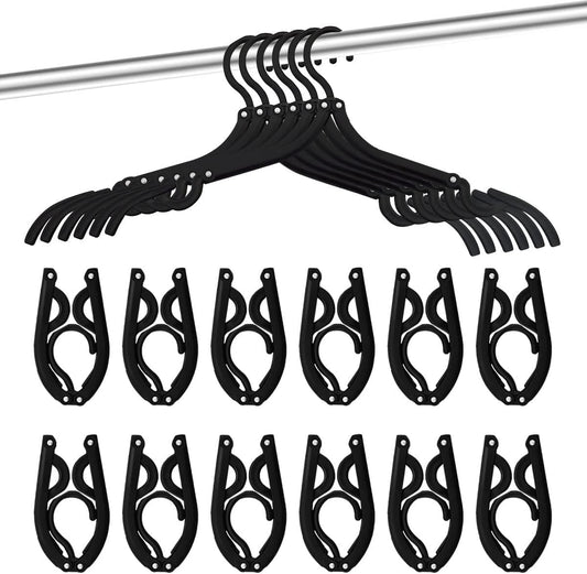 Folding Travel Hangers 12 Pack - Portable Cruise Essentials - Lightweight Collapsible Clothes Hangers for Travel Accessories