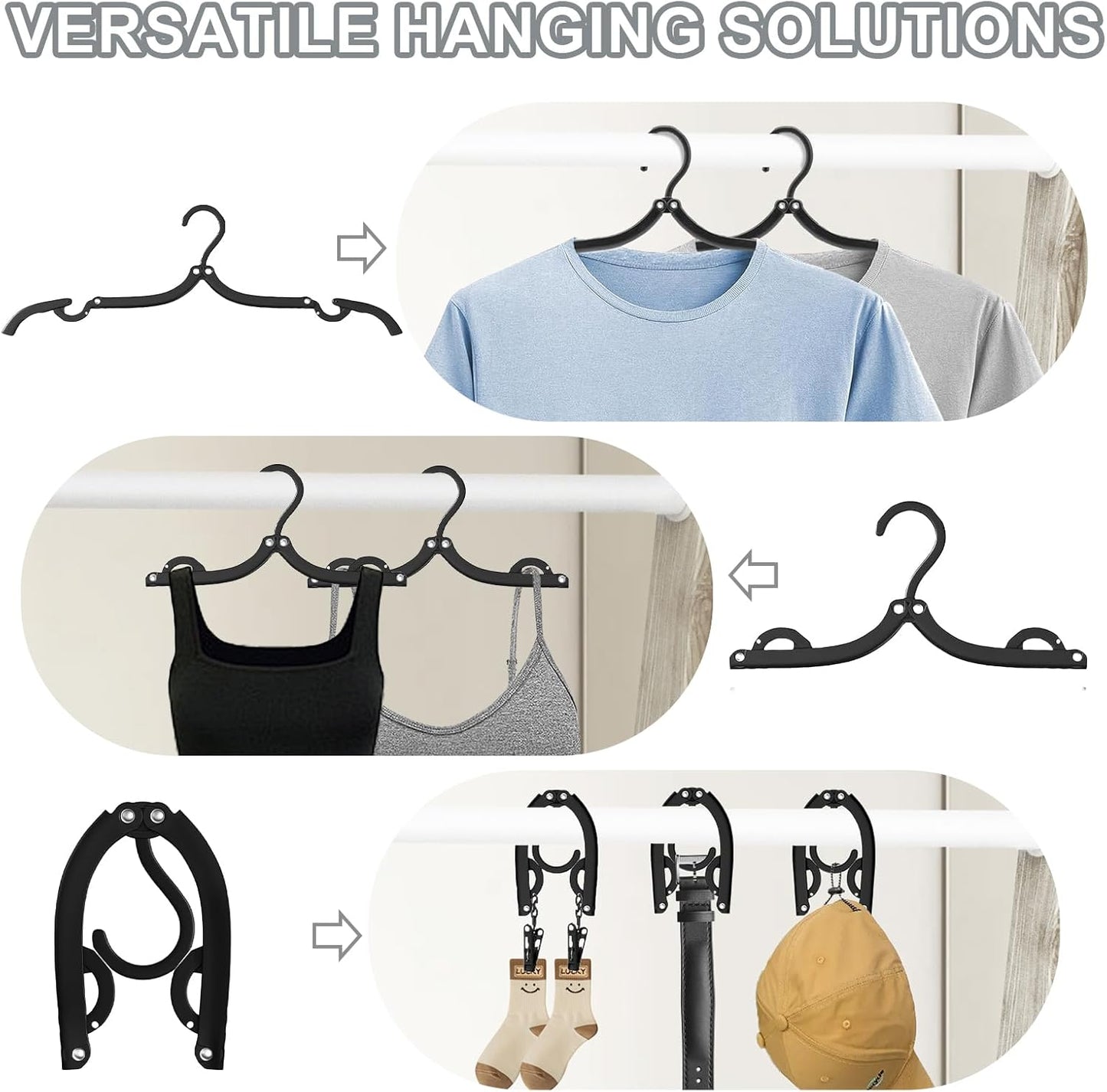 Folding Travel Hangers 12 Pack - Portable Cruise Essentials - Lightweight Collapsible Clothes Hangers for Travel Accessories