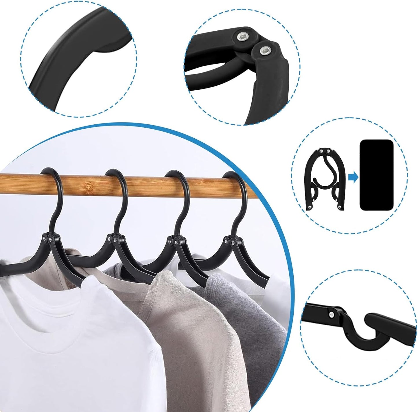 Folding Travel Hangers 12 Pack - Portable Cruise Essentials - Lightweight Collapsible Clothes Hangers for Travel Accessories