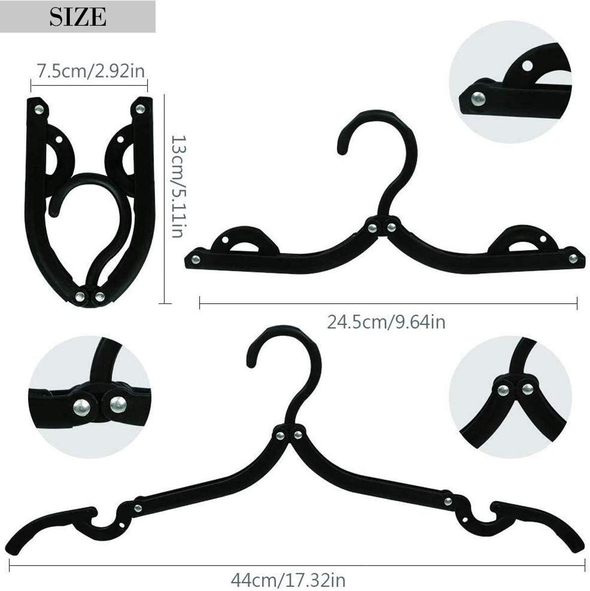 Folding Travel Hangers 12 Pack - Portable Cruise Essentials - Lightweight Collapsible Clothes Hangers for Travel Accessories