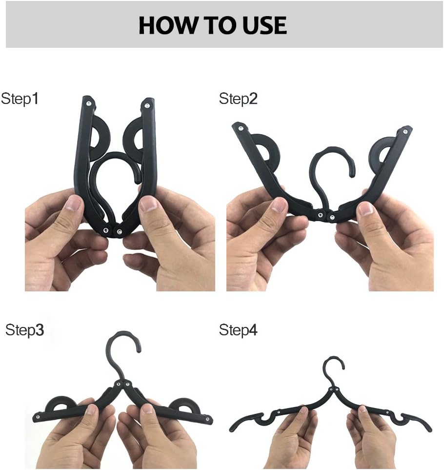 Folding Travel Hangers 12 Pack - Portable Cruise Essentials - Lightweight Collapsible Clothes Hangers for Travel Accessories
