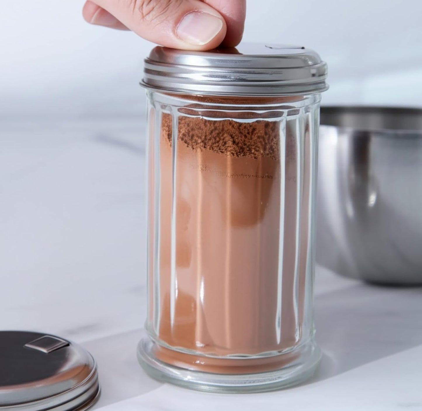 Sugar Bowl Glass Sugar Shaker Dispenser for Home Kitchen