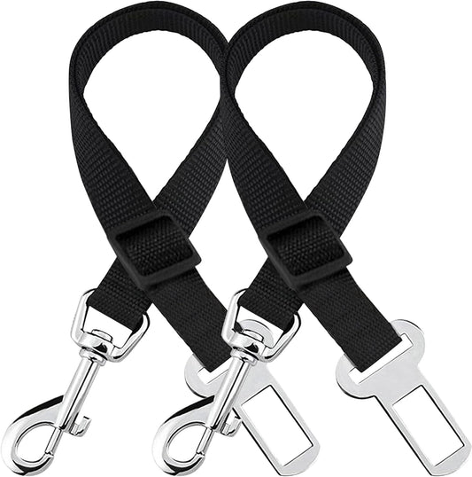 Adjustable Nylon Pet Car Harness with Extension Strap and Clip - Universal Fit for Dogs Cats and Ferrets - Travel Safety Belt for All Car Models