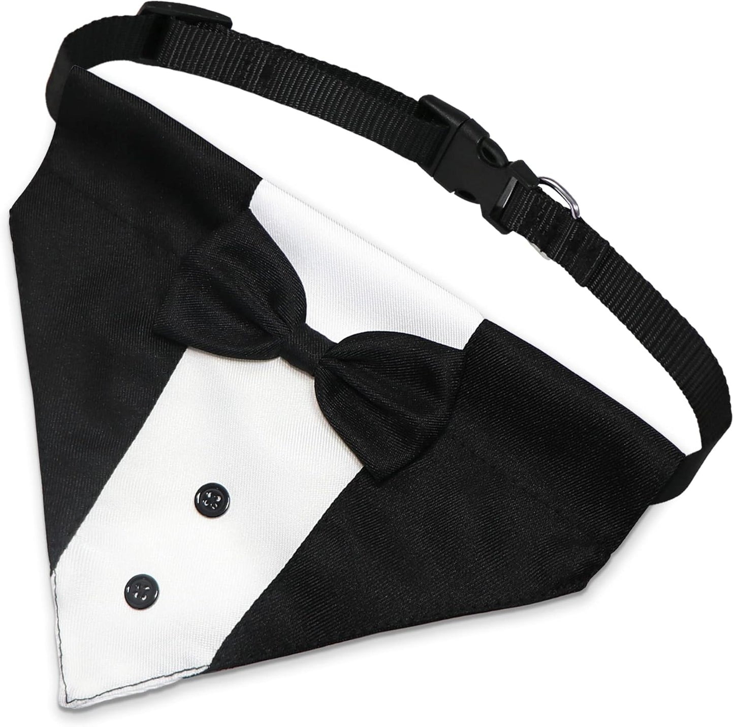 Formal Dog Smoking Set Collar Neckband Adjustable 12.5-21 Inch Black Formal Dog Dress for Wedding Engagement Birthday Fits Small Medium Large Dogs and Other Pets