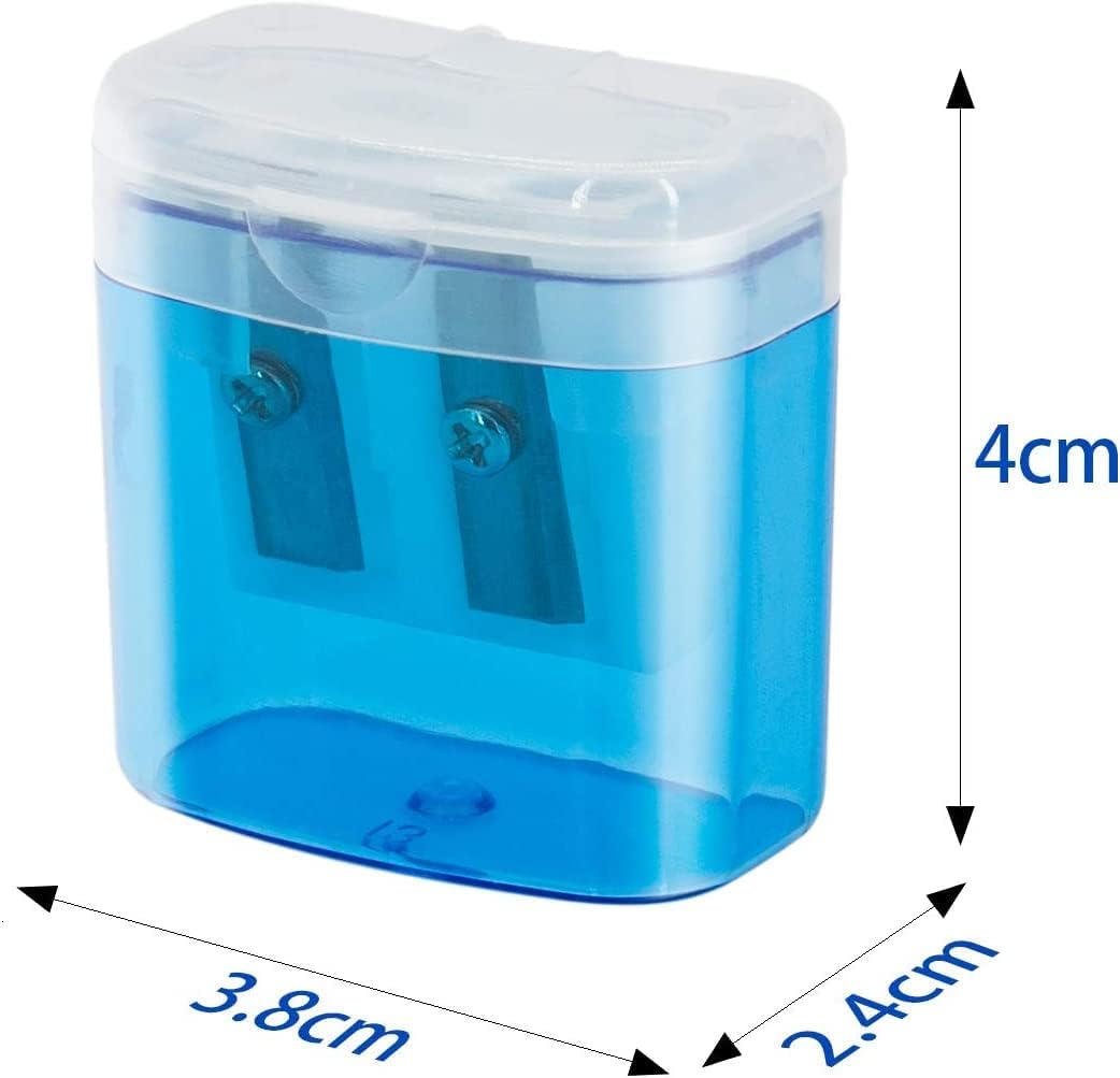 24 Pack Kids Pencil Sharpeners Small Handheld Dual Hole with Lid for Children Students