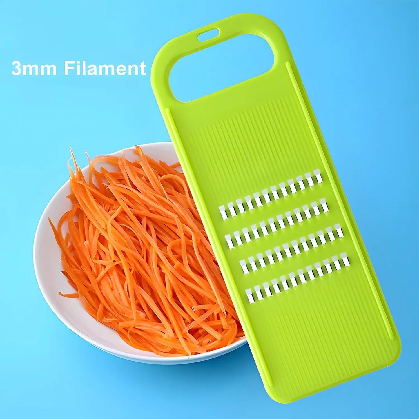 Green Multifunctional Stainless Steel Vegetable Julienne Grater with Anti-Slip Ergonomic Handle for Shredding Slicing Zesting Cheese Citrus