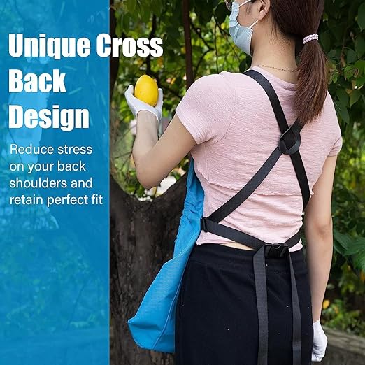1 Piece Blue Fruit Picking Bag Water Resistant Storage Apron for Garden Fruits and Vegetables Suitable for Outdoor Orchards