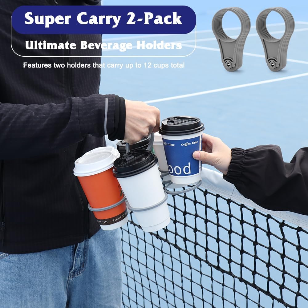 Foldable Drink Holder - 6-Cup Beverage Carrier/Storage Box - 2 Pack - Grey - Collapsible Cup Holder for Coffee/Soft Drinks/Pints/Beer - Portable Sturdy Durable Reusable - Ideal for Festivals Sports Events Concerts
