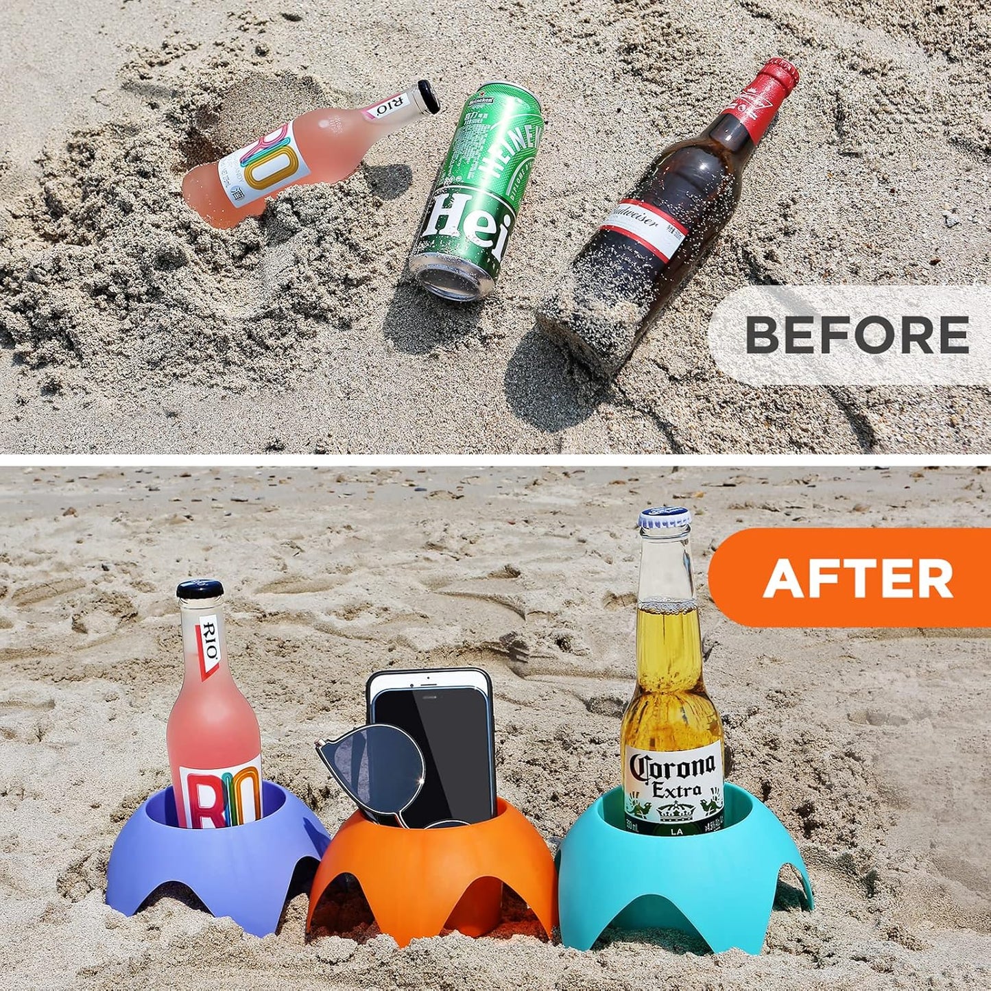 5 Pack Beach Drink Holders Multiple Colours Essential Beach Accessories for Vacation Must Have for Women Adults Family Friends