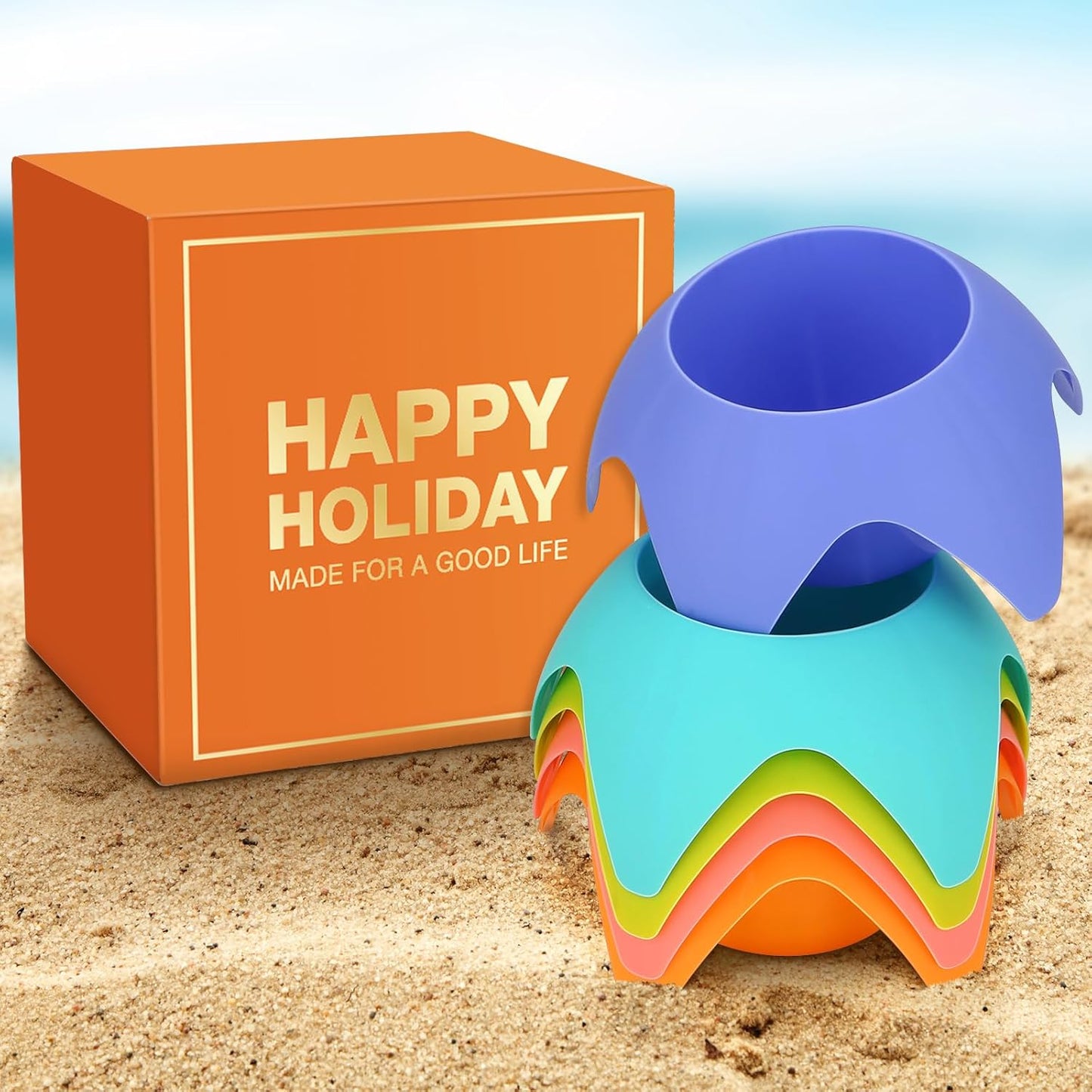5 Pack Beach Drink Holders Multiple Colours Essential Beach Accessories for Vacation Must Have for Women Adults Family Friends