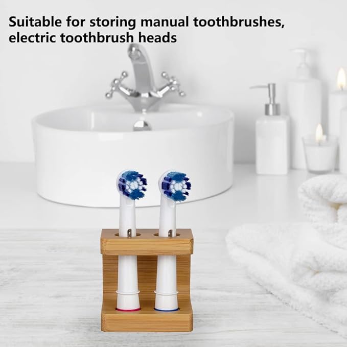 Bamboo Toothbrush Holder Organizer Set of 1 - Keep Bathroom Tidy & Hygienic - Stylish Sustainable Storage Solution