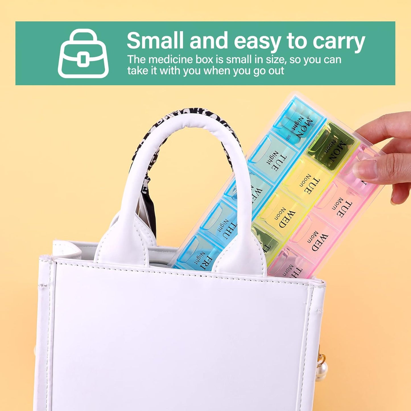 7 Day Pill Organizer 3 Compartments AM PM Evening 21 Slot Weekly Medication Storage Box