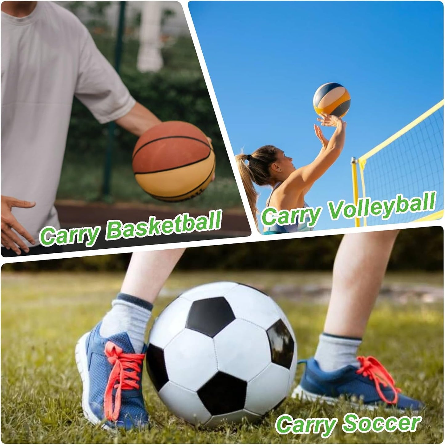 Black Crossbody Sports Ball Bag with Drawstring for Basketball Volleyball Football