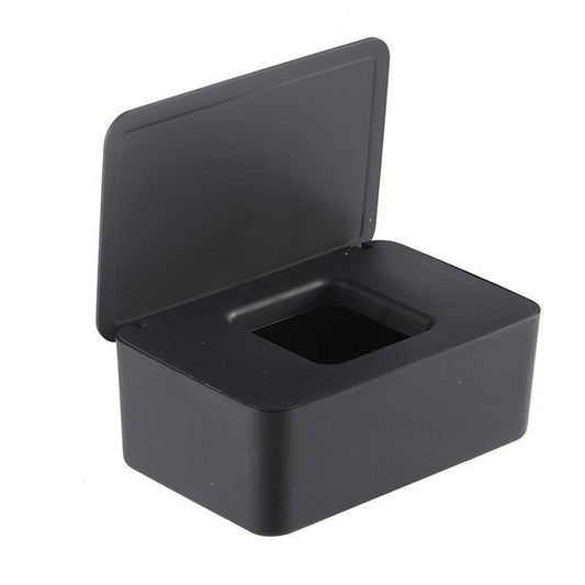 Black Wet Wipes Dispenser 18x11x7cm Dustproof Multifunctional