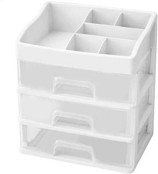 3 Drawer White Makeup Organizer Skincare Storage Box for Cosmetics Nail Polish Cream