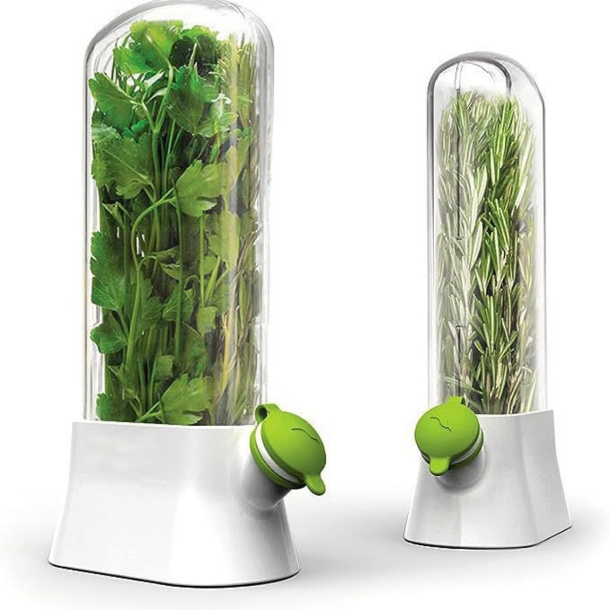 White Food Storage Container with Water Reservoir for Vegetables and Herbs 1 Piece