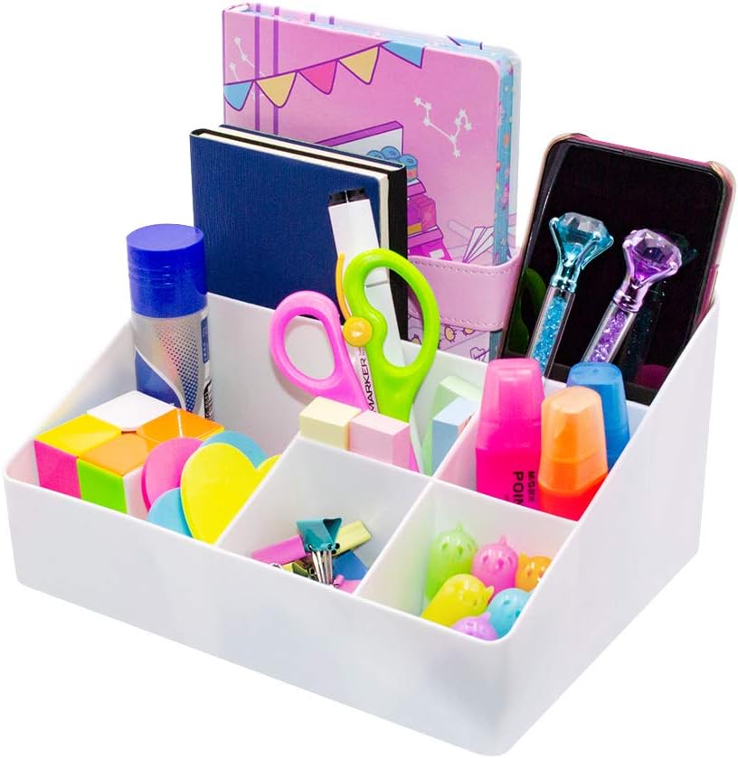 Apricot Cosmetic Storage Box with 6 Compartments - Skincare Organizer and Jewelry Holder