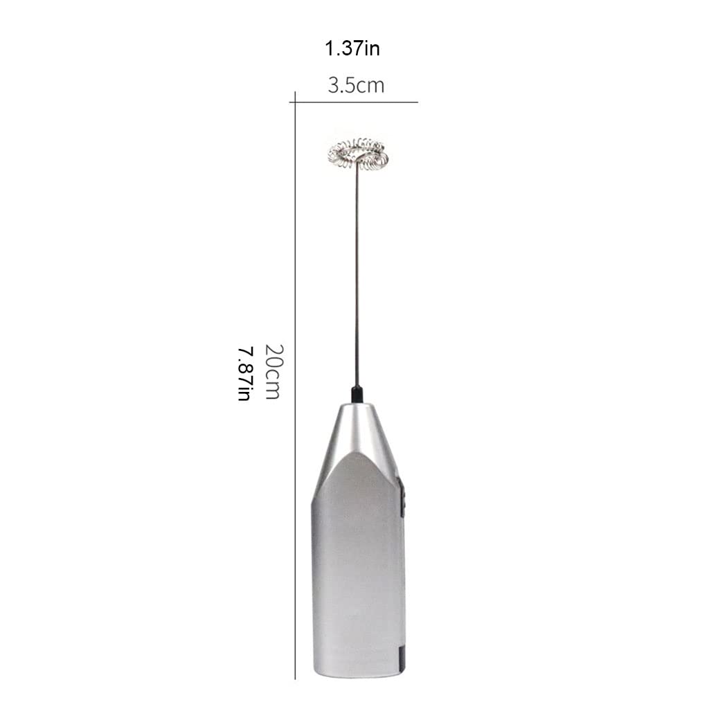 Electric Milk Frother Silver Handheld Mini Coffee Blender No Battery Required