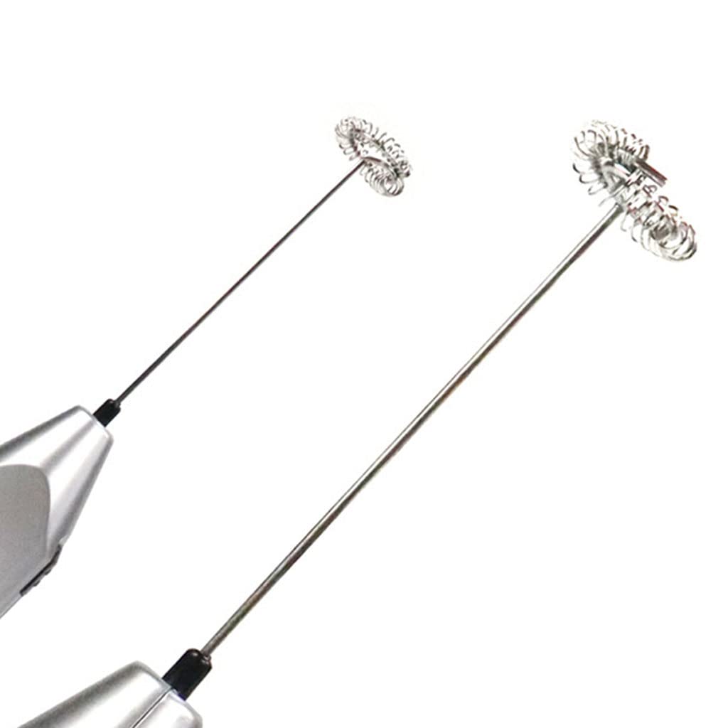 Electric Milk Frother Silver Handheld Mini Coffee Blender No Battery Required