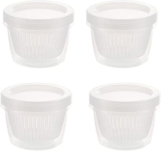 4 Pack 0.5L Plastic Storage Boxes with Lids and Filter - Stackable Organizing Containers