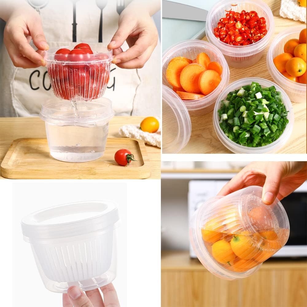 4 Pack 0.5L Plastic Storage Boxes with Lids and Filter - Stackable Organizing Containers