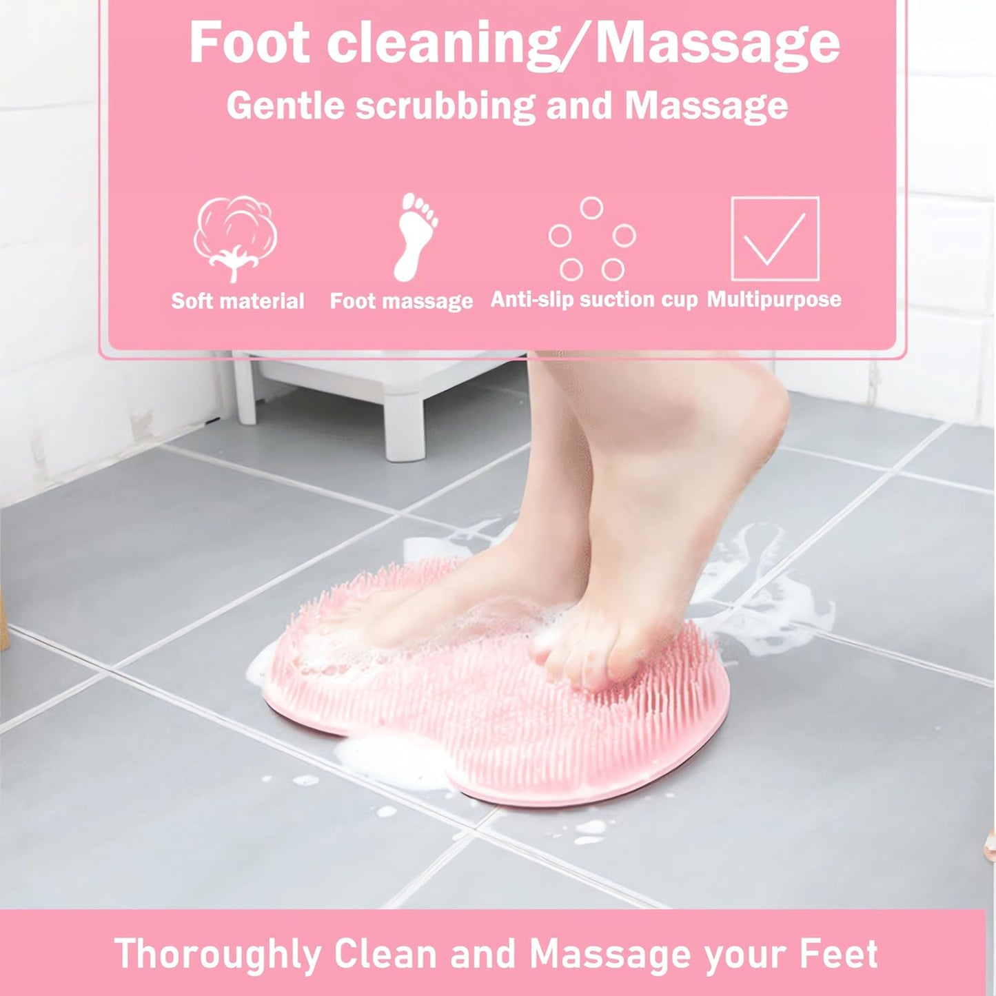 Multifunctional Non-Slip Bath Mat with Suction Cups for Shower and Bathtub