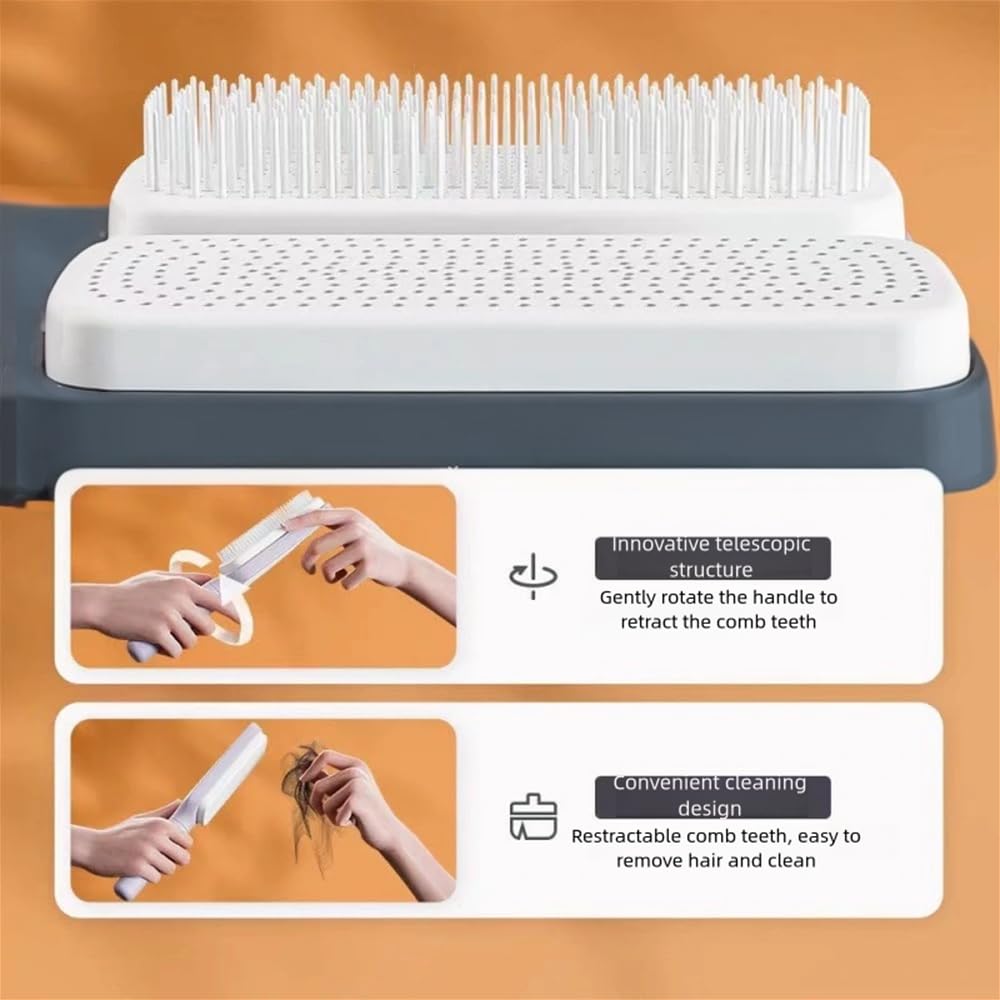 Women's Black Antistatic Hair Brush Massage Comb Retractable for Fine Hair Easily Removes Hair
