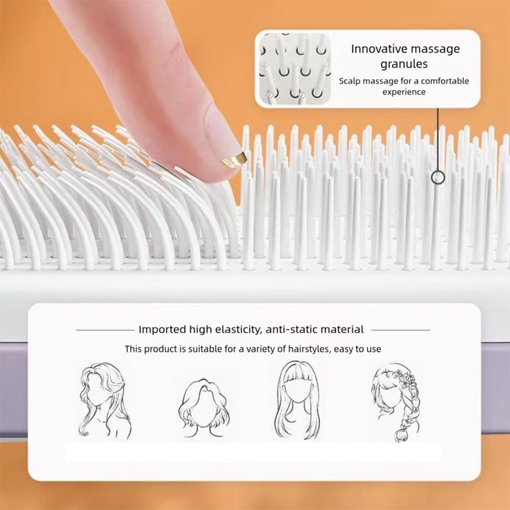 Women's Black Antistatic Hair Brush Massage Comb Retractable for Fine Hair Easily Removes Hair