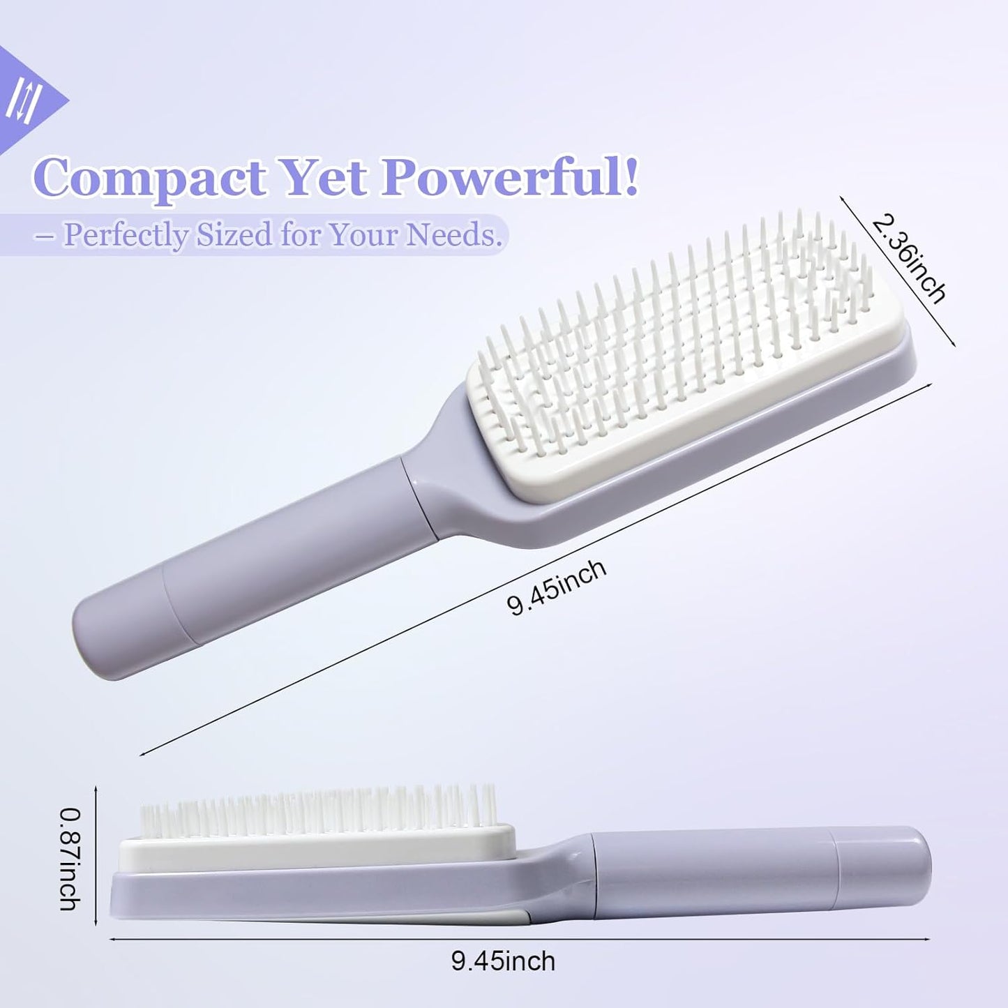 Women's Black Antistatic Hair Brush Massage Comb Retractable for Fine Hair Easily Removes Hair