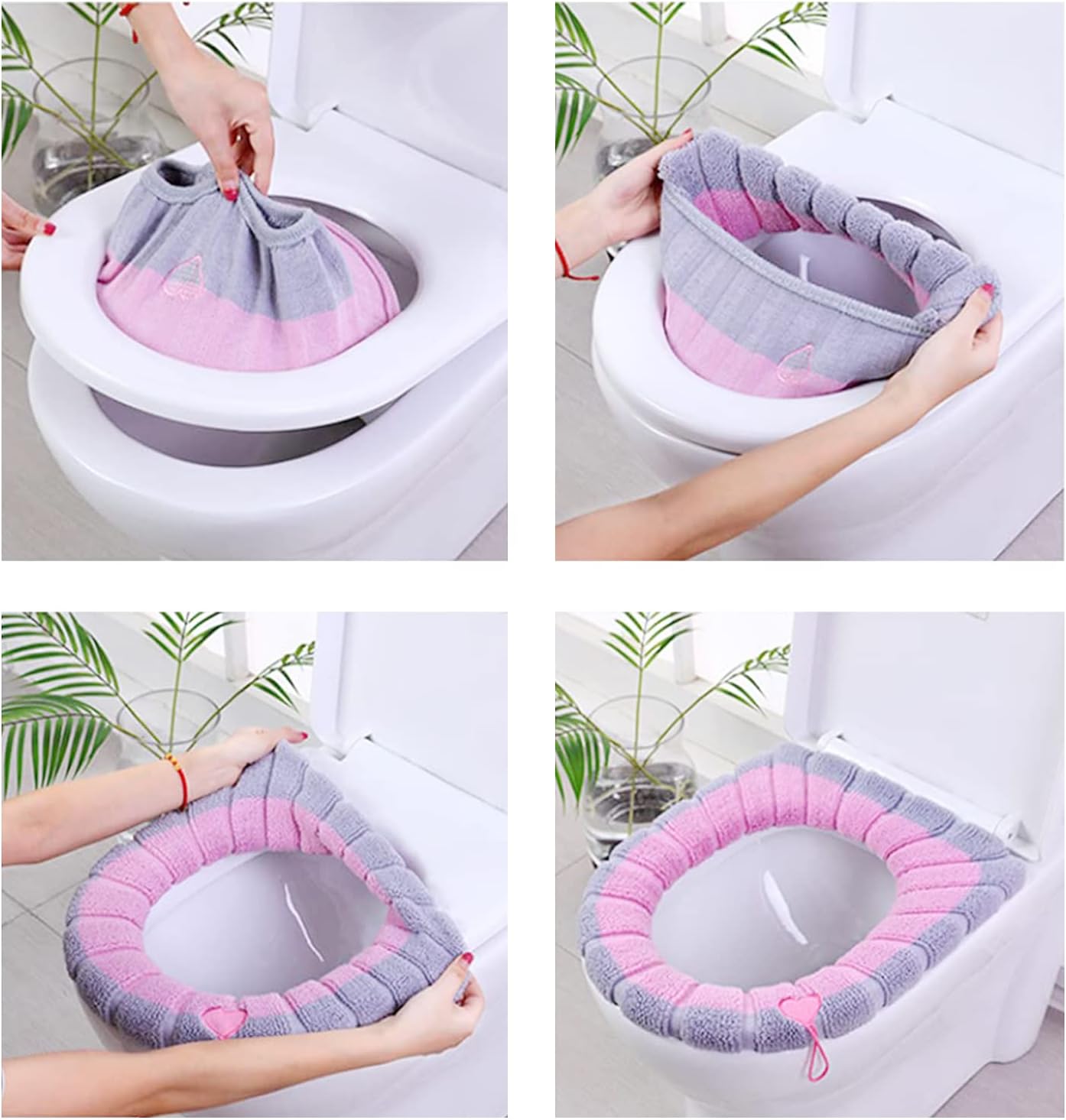 Toilet Seat Covers Set of 3 Universal with Handles Soft Comfortable for Bathroom Use
