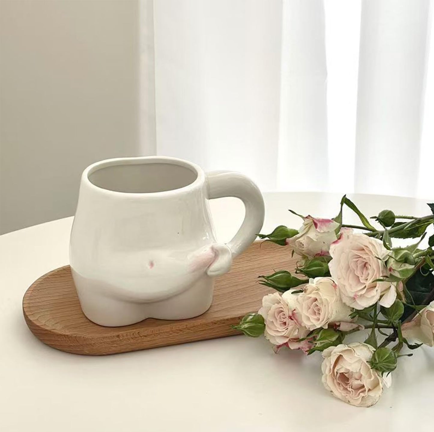 1 Piece 320ml White Ceramic Mug - Coffee Mug, Tea Mug, Water Cup - Suitable for Tea, Latte and Milk