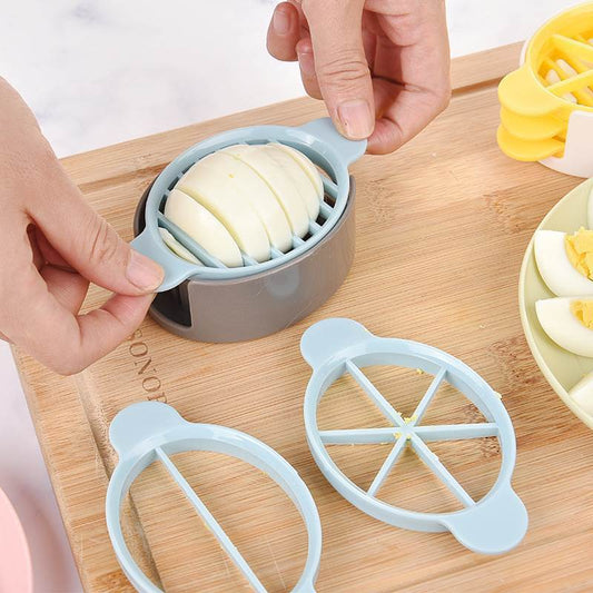 3-in-1 Multifunctional Egg Slicer for Hard-Boiled Eggs Blue Grey Kitchen Gadget