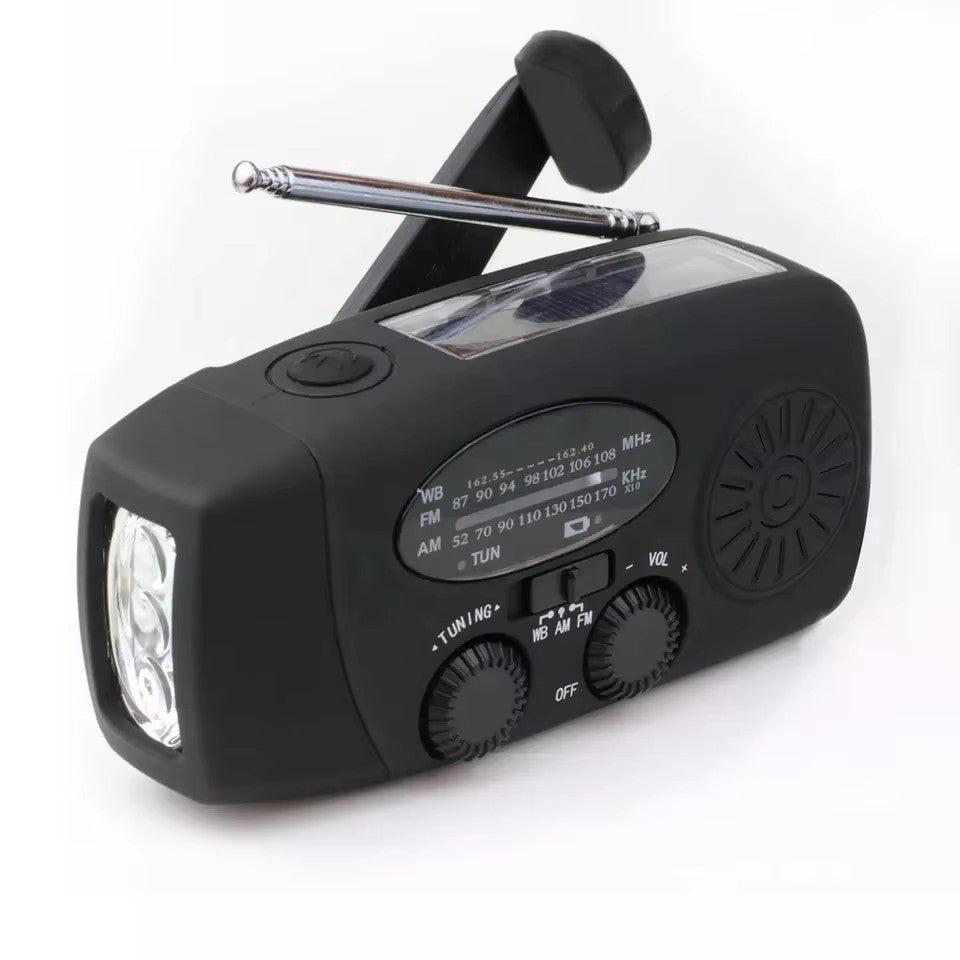 Emergency Handheld Radio AM/FM with 2000mAh Battery LED Flashlight Lanyard for Home Outdoor Camping Travel Earthquakes Black