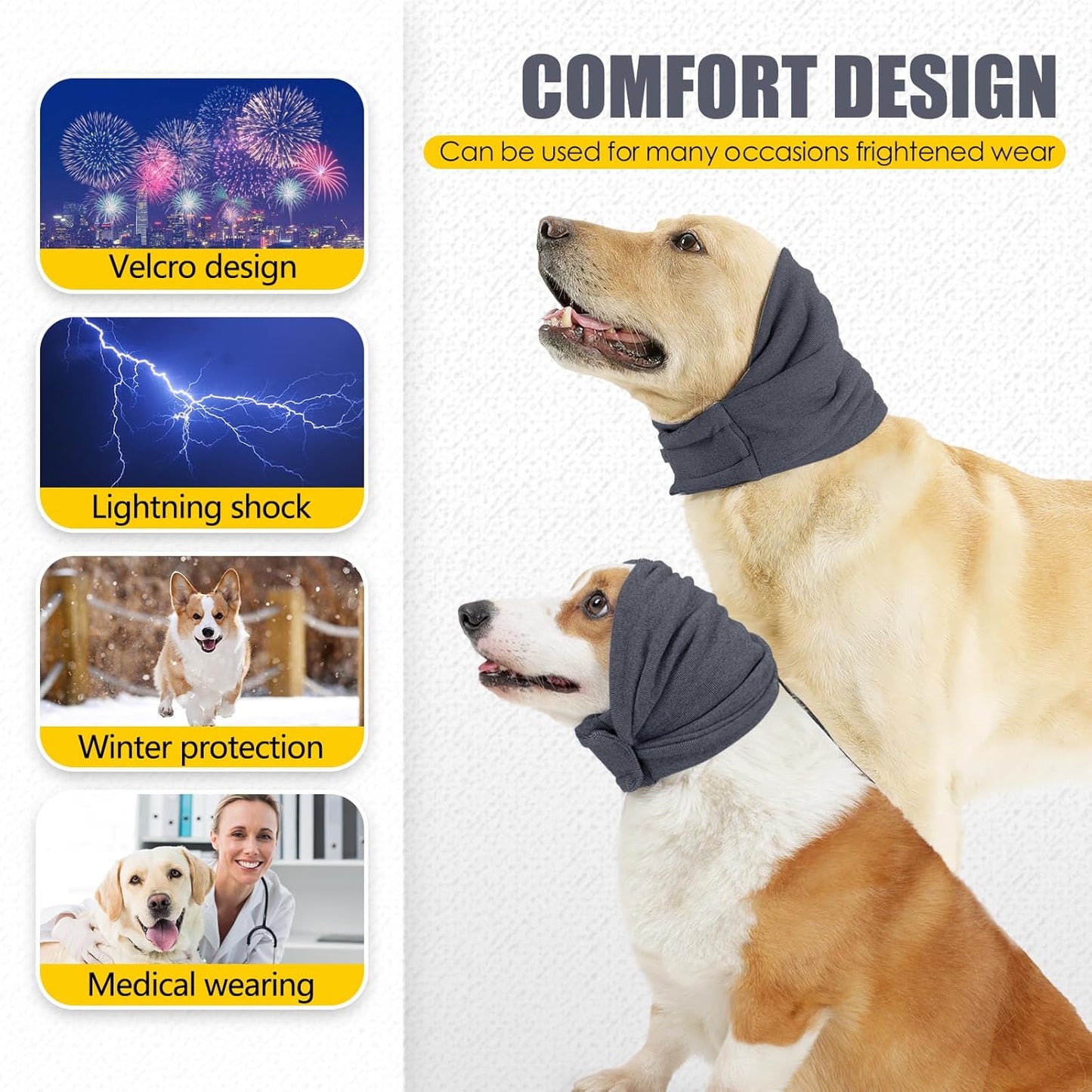 Dog Ear Muffs - 1 Piece - Dark Grey - Size M - Noise Reduction Dog Headband for Hearing Protection