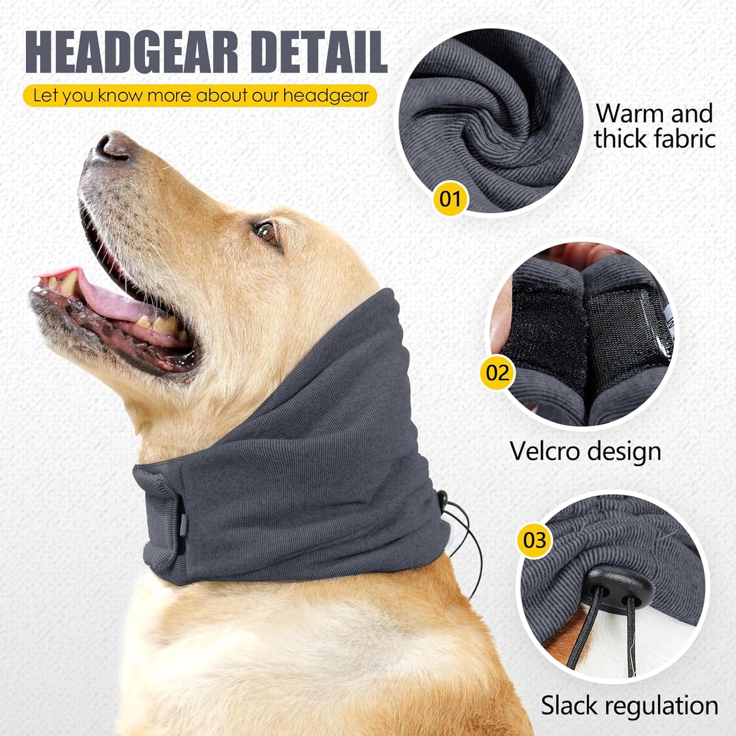 Dog Ear Protection Headband - Purple - Medium Size - Noise Reducing Pet Ear Cover for Dogs