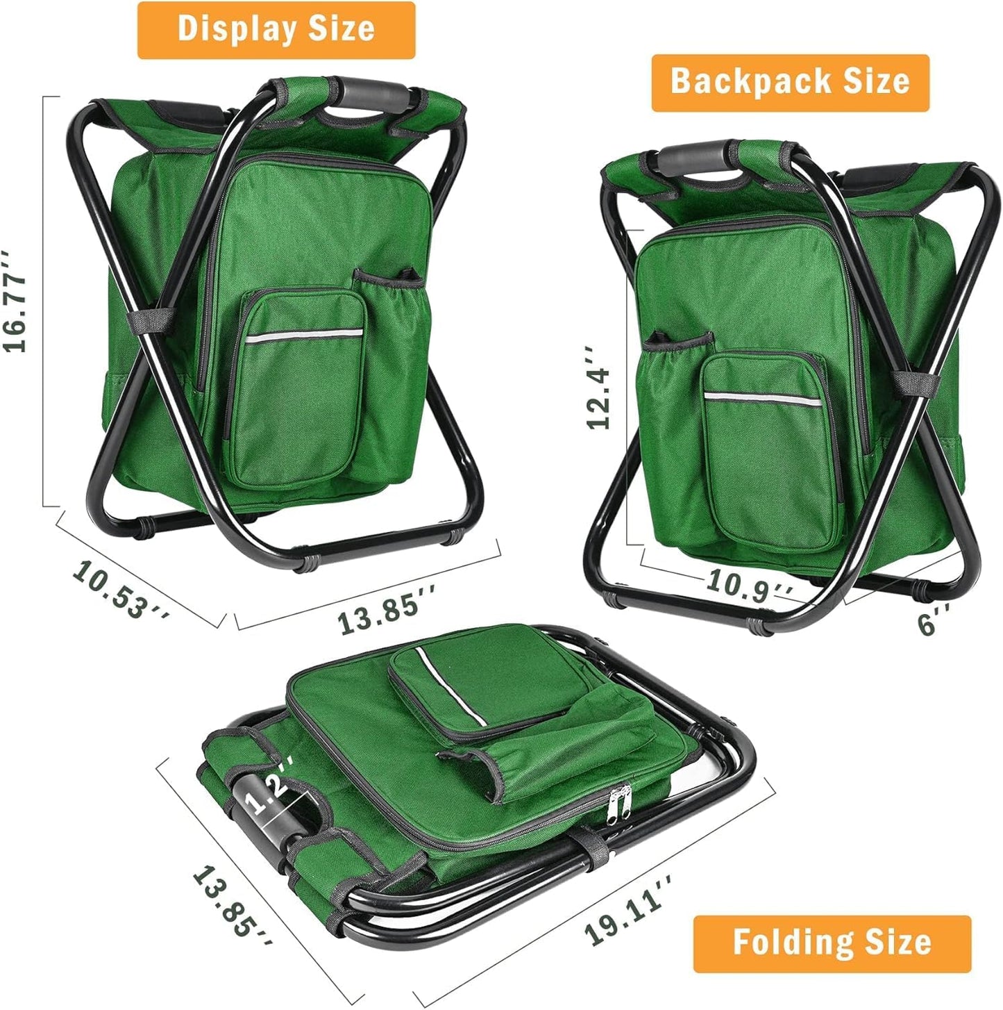 Military Green Folding Camping Chair - Portable, Compact, Adjustable with Fishing Rod Holder