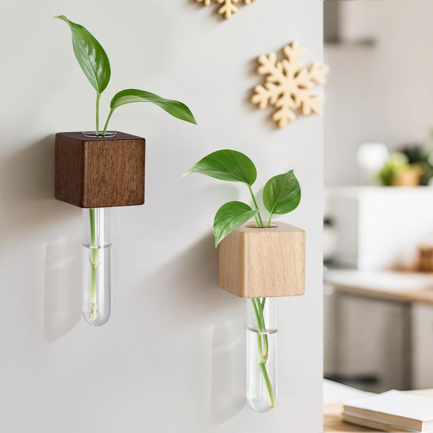 2 Pack Magnetic Wall Vases Mini Hydroponic Test Tubes for Home Decor