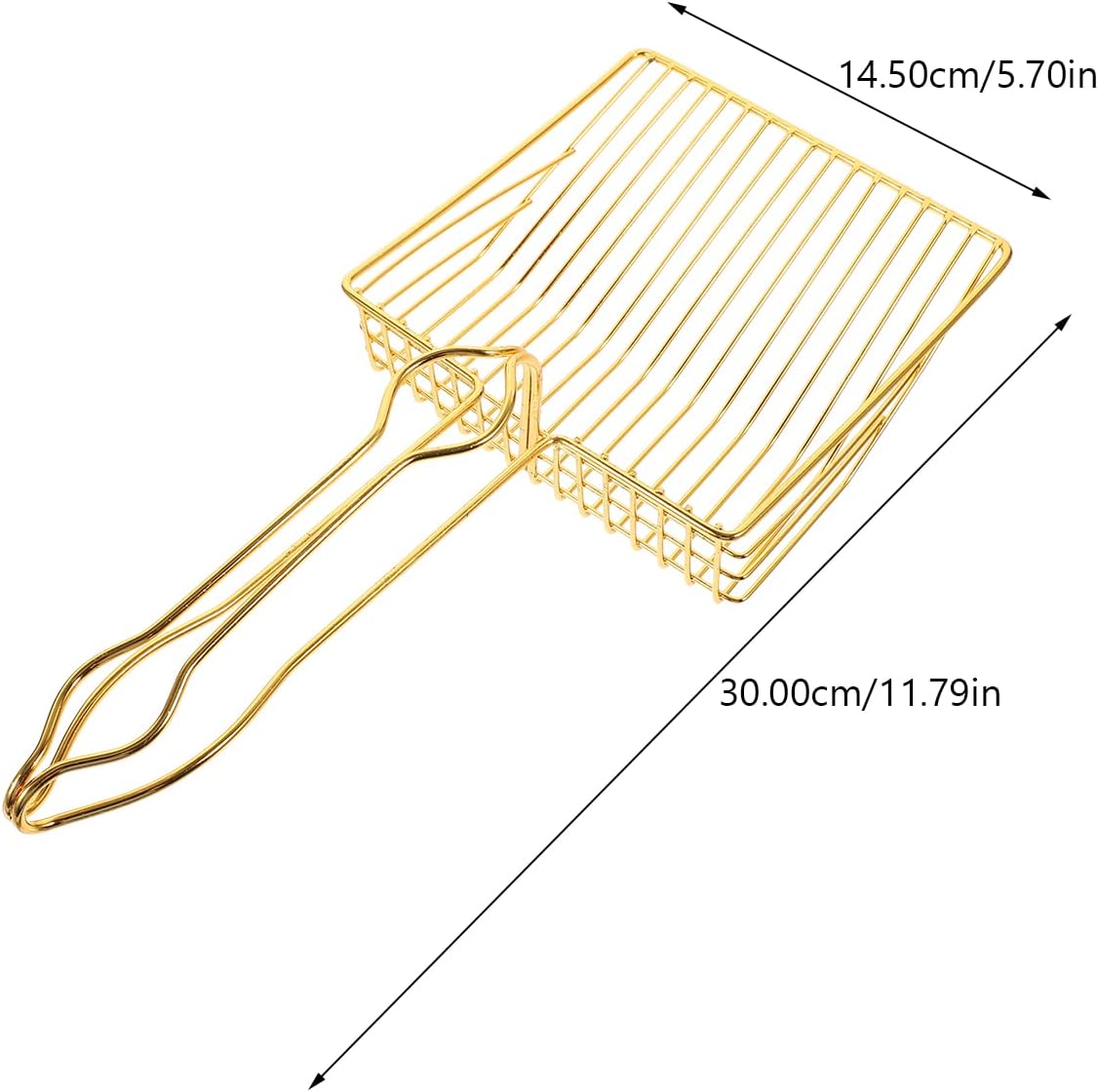 Gold Plated Metal Wire Cat Litter Scoop Square Design Ergonomic Handle